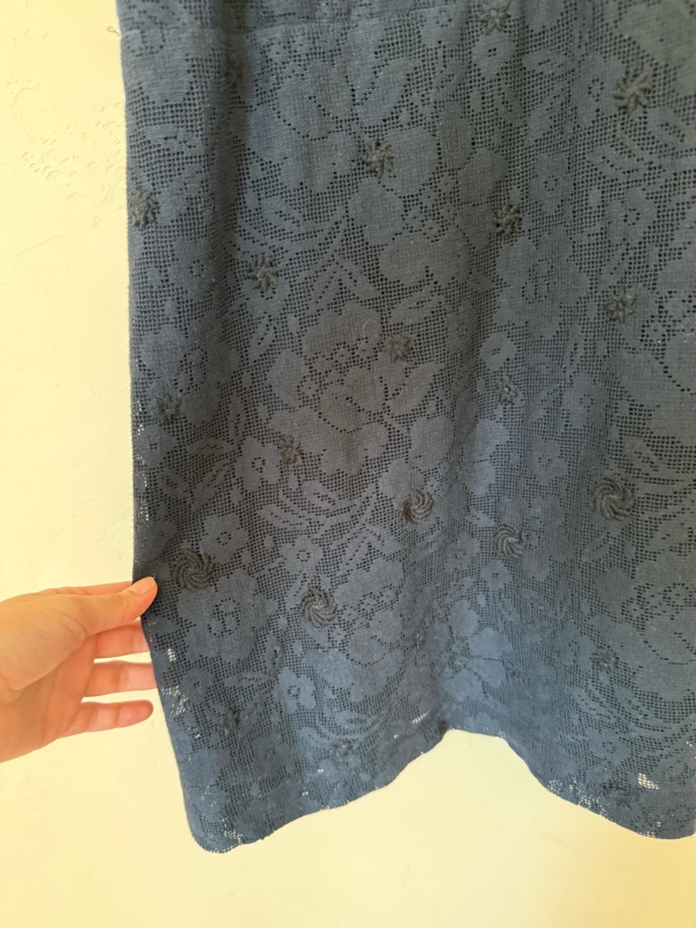 Free People Navy Lace Off Shoulder Mini Dress Boho Romantic Cottagecore - Picture 3 of 11